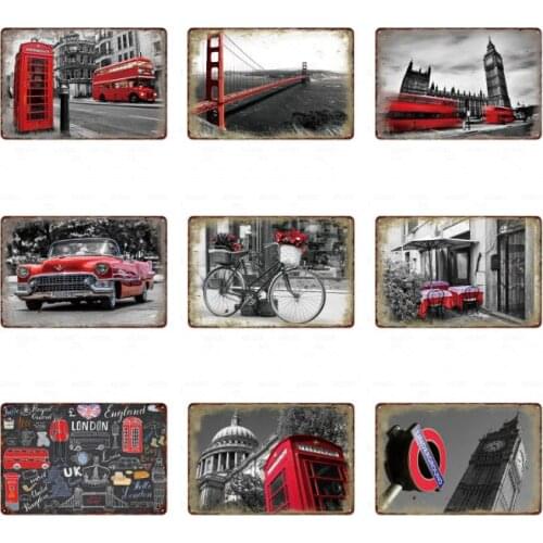 Vintage Metal Tin Sign Plaque London Shabbretro Metal Poster Club Cafe Bar Home Wall Art Decor Iron Painting 20x30cm