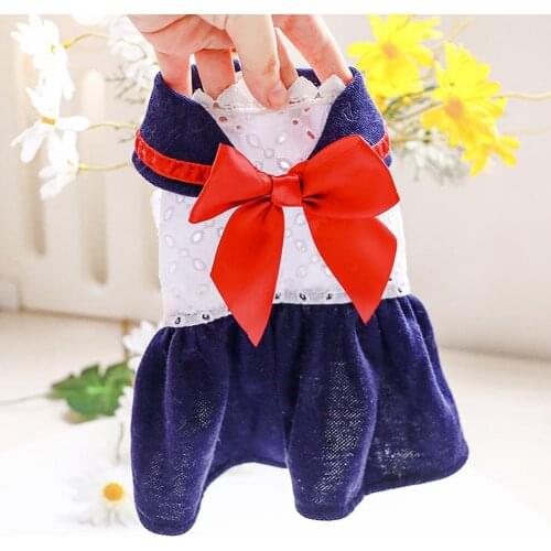 Pet Skirt Round Neck Pricess Costume Red Bowknot Pet Skirt for Dogs