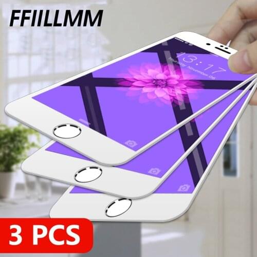 3Pcs/lot For Protective iphone glass Full Cover Tempered Glass For iphone 6 7 8 Screen Protector For iphone 6 7 8 Plus