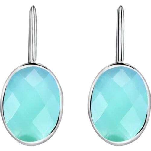 MetJakt Fashion Classic Water Drop Green Agate Earrings Solid 925 Sterling Silver Earring for Lady Wedding Party Fine Jewelry