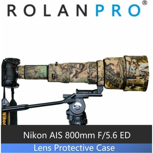 ROLANPRO lens camouflage coat rain cover for Nikon AI-S 800mm f/5.6 ED lens protective sleeve Guns Case hood lens cap For Nikon