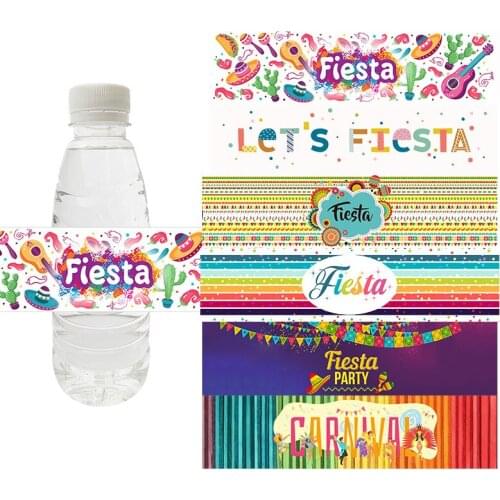10pcs, Water Bottle Label Stickers Fiesta Mexican Party Tag Supplies Mexican Party Favors Home Decor House Decoration Supplies