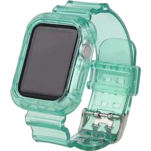 2 in 1 transparant belt for iwatch se 4 3 2 1 42 38 40mm 44mm Strap For Apple Watch band series 6 5 Silicone Bracelet