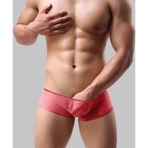 2021 New Men Sexy See Through Tulle Low Rise Boxer Briefs Underwear Mesh Ultra-Thin Soft Breathable M-XL