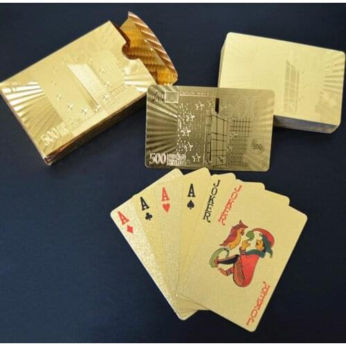 24K Gold Playing Cards Poker Game Deck Gold Foil Poker Set Plastic Magic Card Waterproof Cards Magic Board Game