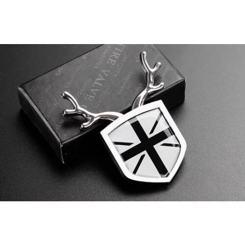 3D Silver Gray Union Jack Auto Trunk Rear Fender Emblem Badge Decal Sticker Car Accessories