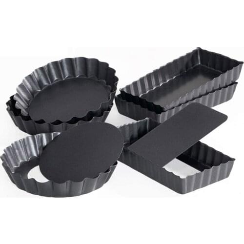 6 Pack Tart Quiche Pan Set,Nonstick Removable Loose Bottom Mini Heavy Duty Fluted Pie Cheesecake Molds