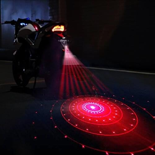 Motorcycle Accessories LED Colored Lights Burst Flash Pattern Laser Spotlights Rear-End Collision Warning Fog Rear Tail Lights
