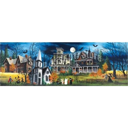 Full Drill 5D DIY Diamond Painting Spooky Lane Fall Halloween Embroidery Cross Stitch Diamond Mosaic Home Decor Gift Needlework