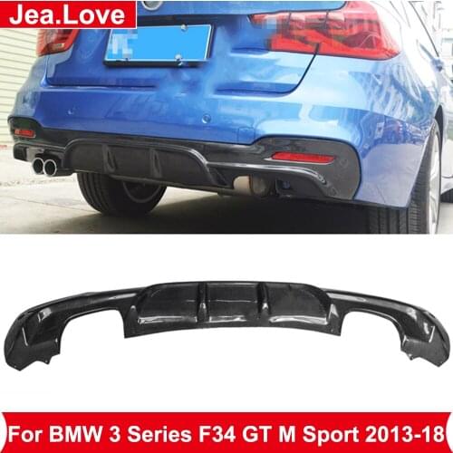 Real Carbon Fiber Car Front Bumper Lip Diffuser Double Sides 4 Outs Body Styling Part For BMW 3 Series F34 GT M Sport 2013-2018