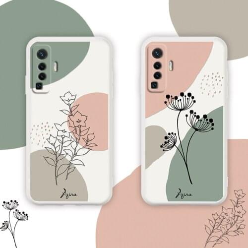 ASINA Liquid Silicone Case For VIVO X50 60 Pro Cover Simple Flower Bumper Fashion Couple Cases For Vivo Y17 Y12 Y3 V17 V15 Pro