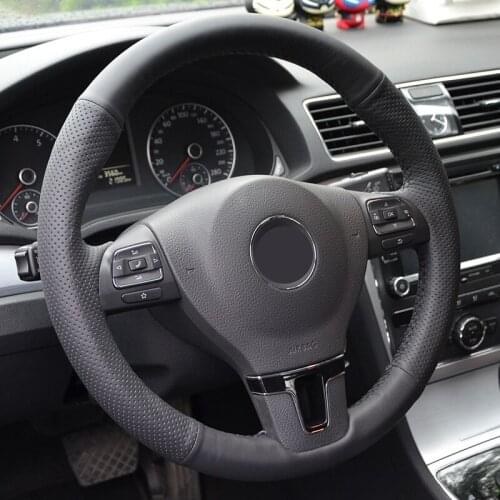 DIY Steering wheel cover Sweat absorption leather Hand stitch grips For VW Tiguan L LAVIDA Gran Lavida Touran Santana Bora Jetta