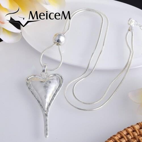 MeiceM 2021 Long Sweater Chains Necklace Geometric Heart Necklaces for Women Trendy Multilayer Colorful Enamel Necklace Set