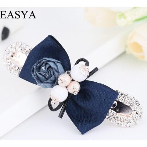 EASYA 2018 New Arrival Pearl Flower Bowknot Hair Accessories Hair Clips Jewelry Womens Fashion Metal Alloy Hair Pin Headwear