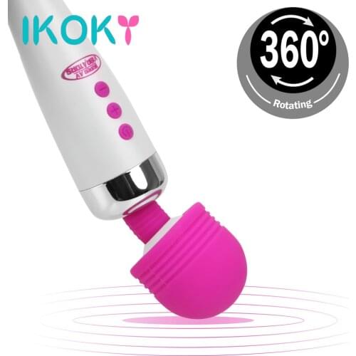 IKOKY AV Massager Vibrators G-spot Powerful Vibrator USB Charging Clitoris Stimulate Magic Wand 12 Speed Sex Toys for Women