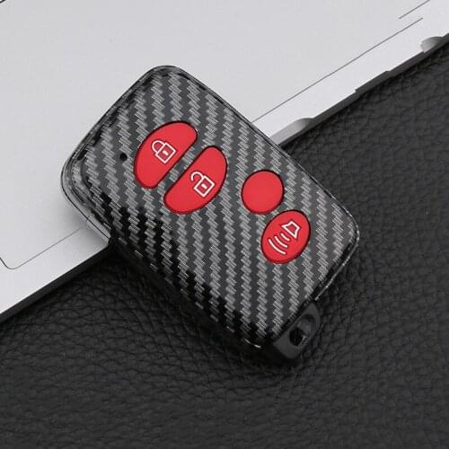 Carbon Car Key Case For Toyota Land Cruiser 4Runner 5700 Prius RAV4 Camry Smart Remote Control Fob Protector Cover Keychain Bag