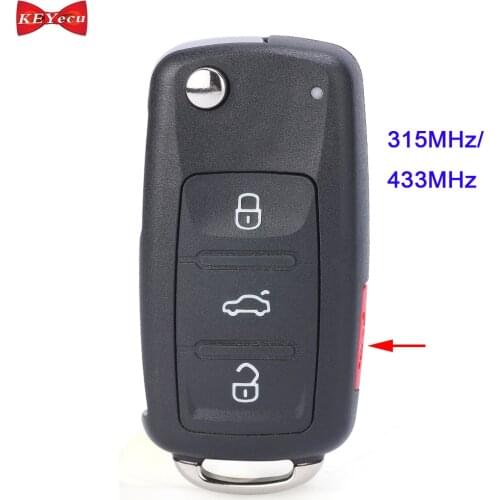 KEYECU for Volkswagen Touareg 2002 2003 2004 2005 2006 2007 2008 2009 2010 Keyless-Go Remote Key Fob 315MHz/ 433MHz ID46 Chip