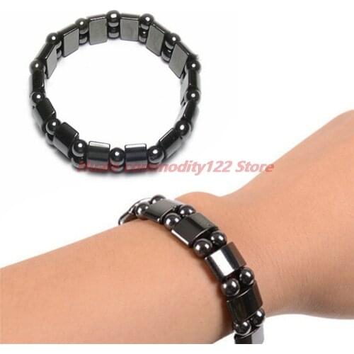 Hot Black Healf Moon Magnetic Black Stone Magnetic Therapy Slimming Bracelet Weight Loss Round Black Stone Bracelets