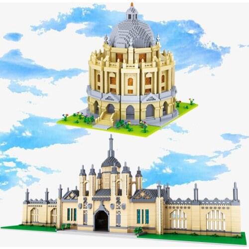 LZ8030-8031 Architectural model Cambridge Oxford University Diamond particles building blocks toys for children gifts