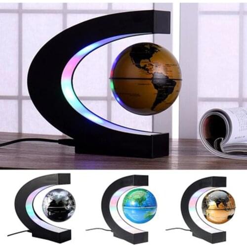 C Shape Magnetic Levitation Montessori Geography Globe Floating World Map Tellurion LED Light Terrestre Children Learning Toys
