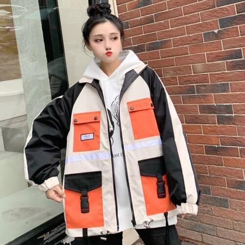 Fashion Korea Jacket BF Coat Oversize Jacket Basic Coats Hoodies Streetwear Autumn Loose female cargo Jacket Harajuku Bomber