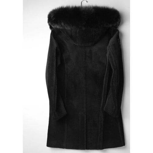 Winter Coat Men Fashion Thick Warm Real Fur Coat Large Fox Fur Hooded Clothes 2019 Long Sheep Shearling Jacket Hiver 7106