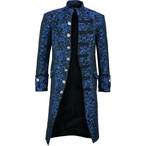 WEPBEL Punk Victorian Cos Mens Coats Men Long Coat Full Sleeve Floral Vintage Steam Jackets
