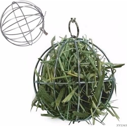 Stainless Steel Ball Shape Grass Grame Pet Feed Dispenser Bunny Guinea Rabbit Small Animal playing Hanging Ball Toy
