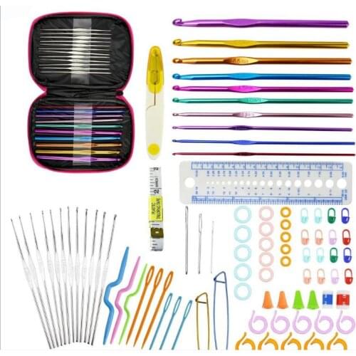 New Crochet Hook Set 90pcs With Yarn Knitting Needles Sewing Tools Full Set Knit Gauge Scissors Stitch Holders DIY Craft Tools