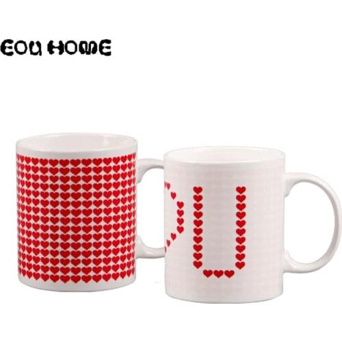 New Style 1Pcs Magic Mug Hot Drink Cup Red Love Color Changing Milk Coffee Mugs Tea Cups Breakfast Cup Creative Birthday Gifts