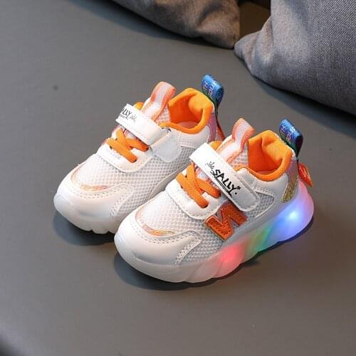 2021 autumn childrens luminous shoes mesh boy shoes baby shoes with lights flashing lights kids shoes girls casual sports shoes