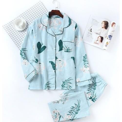 Pajamas for Women Autumn Winter Long Sleeve Pijama Feminino Inverno Gauze Sleepwear Thin Night Suit for Women Cotton Pyjama Set