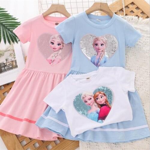 Disney princess dress 2021 sequined dresses Halloween childrens wear snow country elsa princess dress
