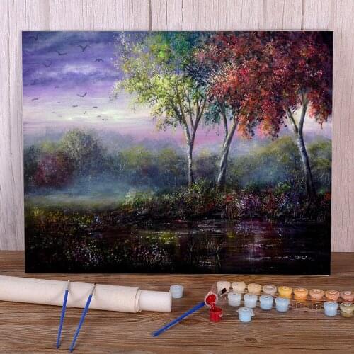 Natural Scenery Spring Magic DIY Painting By Numbers Set Oil Paints 40*50 Oil Painting Loft Wall Picture Crafts Wholesale
