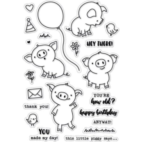 Pig Animals Clear Stamps Seal for DIY Scrapbooking Album Crafts Decorative Cards Transparent Stempels Silicone Stamp New