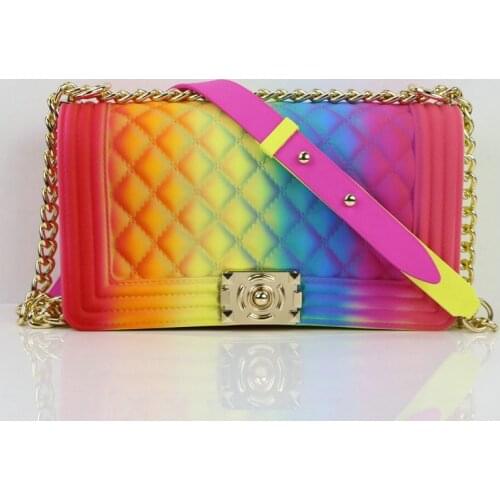 Rainbow Color Purses Summer Jelly Bag Luxury Handbags Women Bags Designer PVC Crossbody Bags for Women2021 Lock Shoulder Bag
