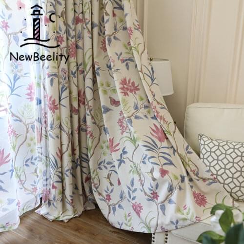 Printing Curtains Flowers Birds American Country Curtains for Living Dining Room Bedroom Blackout Curtains Drapes Customized