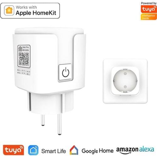 Tuya 16A EU WiFi Smart Socket Smart Life/ Apple Home APP Remote Control Plug Voice Timer Outlet Work With Siri Alexa Google Home