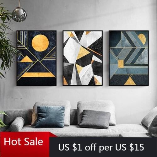 Modern Luxury Geometry Wall Decor Nordic Abstract Print Art Canvas Painting Pictures For Posters Aesthetic Room Decorative