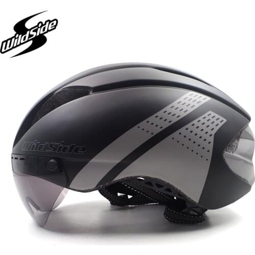 Bike helmet TT time trial cycling helmet for men women goggles race road bike helmet with lens bicycle equipment Casco Ciclismo