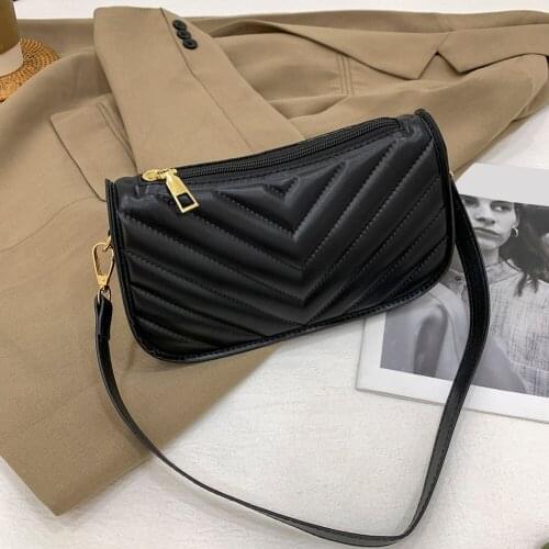 Vintage Women Weave Pattern Shoulder Underarm Bag Casual Elegant Ladies PU Leather Purse Handbags Solid Color Hobo Armpit Bags