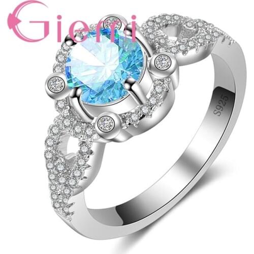 Romantic Women Wedding Engagement Ring Girls Birthday Gift High Quality 925 Sterling Silver Cubic Zircon Hot Sale