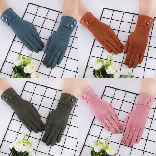 Winter Gloves For Women Touch Screen Lady Suede Warm Plush Inside Finger Gloves Female Winter Elegant Soft Black Mittens Gants