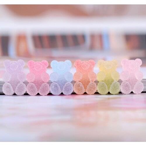 100pcs 15*5mm Mixed Cute Resin Candy Rainbow Gummy Bear For DIY Craft Supplies Phone Decor Materials Jewelry Accessories