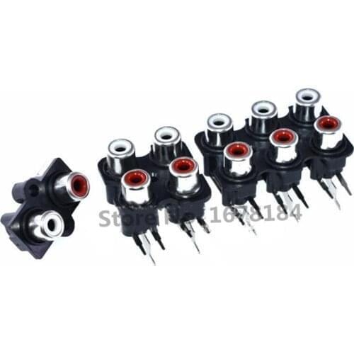 100Pcs 2/4/6 hole RCA Female Stereo audio Jack AV Audio input socket Connector Lotus row Amplifier Interface Signal connection