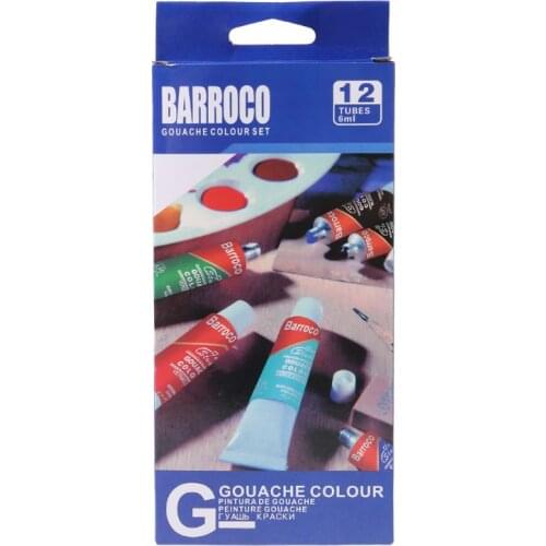 12 Colors Gouache Paint Tubes Set 6ml Draw Painting Pigment Painting With Brush Art Supplies