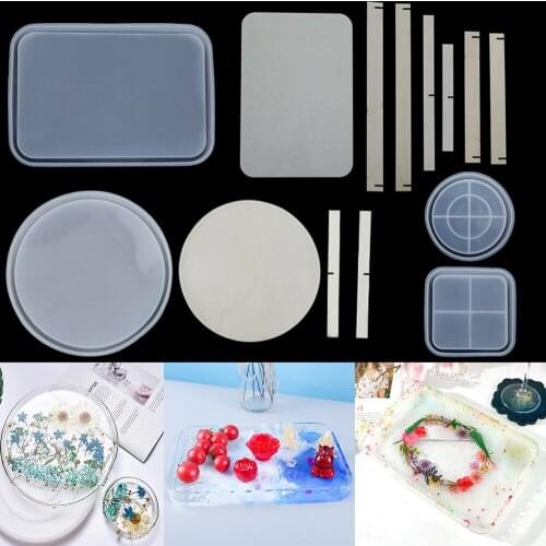 2 Styles Tray UV Epoxy Resin Mold Storage Plate Dinner Dish Fruit Tray Silicone Mold for DIY Crafts Casting Home Decoration Tool