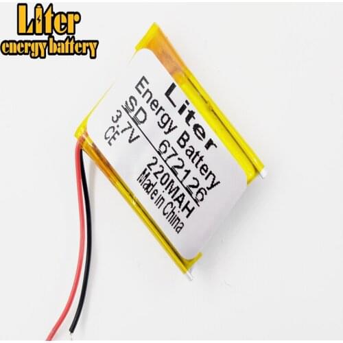 3.7V 220mAh 672126 Li-polymer Rechargeable Battery for Mp3 Bluetooth headset speaker video recorder wireless mouse Li-ion cells