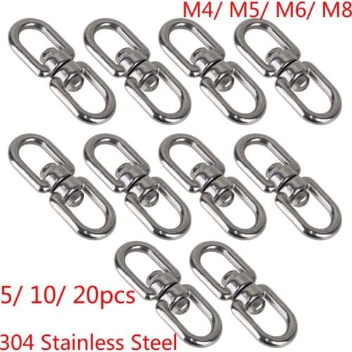 304 Stainless Steel M4 M5 M6 M8 Rotary Eye to Eye Rotary Connector 5/ 10/ 20pcs