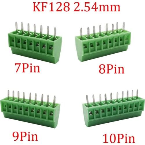 5Pcs/Lot KF128-2.54mm 7P 8P 9P 10Pin PCB Screw Terminal Block Connector 150V 6A 26-18AWG Cable Pitch 2.54mm Terminal Connector